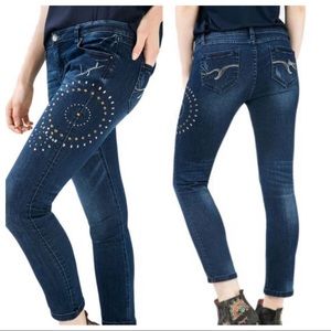 Desigual Embellished Cropped Skinny Jeans